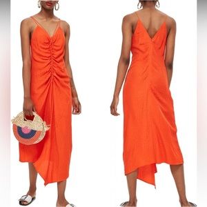 Topshop Jacquard Ruched Slip Dress